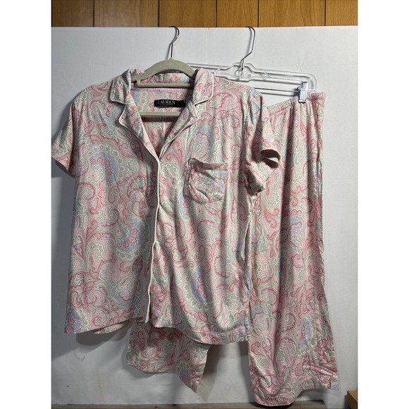 Lauren Ralph Lauren Other - Lauren Ralph Lauren Women's M Pink Paisley Short Sleeve Cotton Pajama Crop Pant